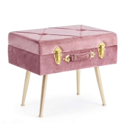 Σκαμπό Polina 0720324 50x34x42 Pink Mdf,Μέταλλο,Ύφασμα