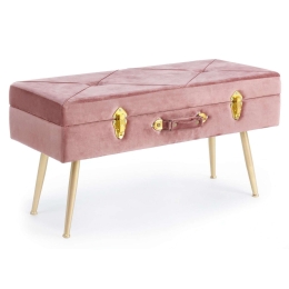Σκαμπό Polina 0720327 80x34x42 Pink Metal,Velvet,Wood