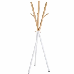 Καλόγερος Bastien 0731415 47x42x172cm Natural-White Μέταλλο,Ξύλο