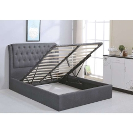 Κρεβάτι Maxwell Ε8093,1 Με Αποθηκευτικό Χώρο  Ύφασμα Grey Υπέρδιπλο Στρώμα 160χ200cm Ξύλο,Ύφασμα