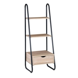 Ραφιέρα ΕΟ428 44x37x114cm Black-Σημύδα Mdf,Μέταλλο