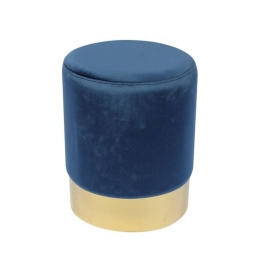 Σκαμπό Sol Ε7030,1 D.37x44cm Gold-Blue Velure Μέταλλο,Ύφασμα
