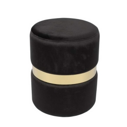 Σκαμπό Βοηθητικό Tommy Ε7037,1 D.35x43cm Gold-Black Μέταλλο,Ύφασμα
