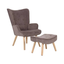 Πολυθρόνα & Σκαμπό Σετ Alma Ε7141,8 69x76x97/52x38x35cm Brown Velure Fabric