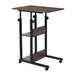 Τραπεζάκι Σαλονιού Βοηθητικό Lift ΕΜ48,2 60x40x68/85cm Black Dark Walnut Μελαμίνη,Μέταλλο