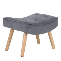 Σκαμπό - Υποπόδιο Alma Ε7141,71 52x38x35cm Natural-Grey Βελούδο, Ξύλο