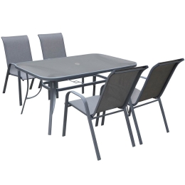 Τραπεζαρία Σετ Ριο 5Τμχ Ε250,3L 120x70x71/55x74x91 Anthracite-Grey 4 Θέσεων
