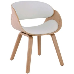 Πολυθρόνα Joy Ε7512,20 58x53x75cm Natural-White Ξύλο,Τεχνόδερμα