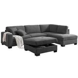 Καναπές με Σκαμπό DORNO Ε9414,2 308x207/98xH91cm, 98x98x48cm Anthracite