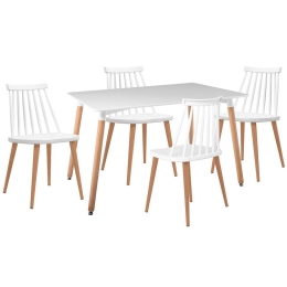 Τραπεζαρία Σετ 5Τμχ ΕΜ139,1S 120x80x73/43x48x77cm Natural-White 4 Θέσεων