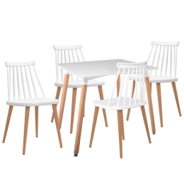 Τραπεζαρία Σετ 5Τμχ ΕΜ139,1S1 80x80x73/43x48x77cm Natural-White 4 Θέσεων