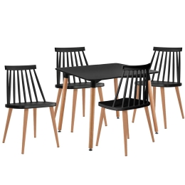 Τραπεζαρία Σετ 5Τμχ ΕΜ139,2S1 80x80x73/43x48x77cm Natural-Black 4 Θέσεων