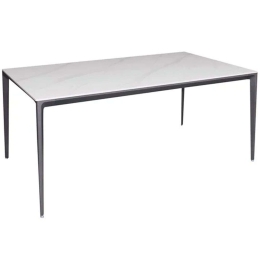 Τραπέζι Barret ΕΜ835,1 140x80x74cm Marble White-Black Αλουμίνιο,Τεχνομάρμα