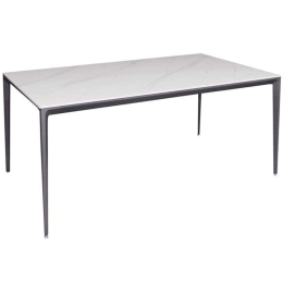 Τραπέζι Barret ΕΜ836,1 160x90x74cm Marble White-Black Αλουμίνιο,Τεχνομάρμα