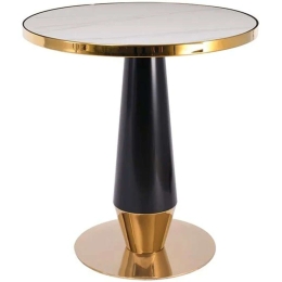 Τραπέζι Olive ΕΜ789,2 Φ70x73cm Marble White-Multi Metal,Technomarble