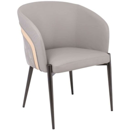 Πολυθρόνα Lena ΕΜ178,2 60x60x80cm Light Grey-Black Μέταλλο,Τεχνόδερμα