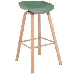 Σκαμπό Μπαρ Pent ΕΜ1531,3 49x52x84cm Natural-Green