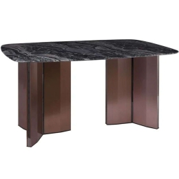 Τραπέζι Barry ΕΜ782,1 160x90x73cm Marble Black-Walnut Μέταλλο,Τεχνομάρμαρο