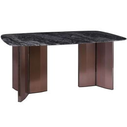 Τραπέζι Barry ΕΜ782,2 180x90x73cm Marble Black-Walnut Μέταλλο,Τεχνομάρμαρο