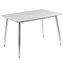 Τραπέζι Datum ΕΜ839,C 120x80x75cm Marble Effect White-Chrome Mdf,Μέταλλο