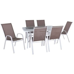 Τραπεζαρία Rio (Σετ 7Τμχ) Ε250,21L 140x80x71cm White-Cappuccino 6 Θέσεων