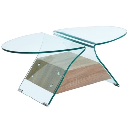 Τραπεζάκι Wood-Διάφανο Glasser ΕΜ721,1 100x54x39cm Natural