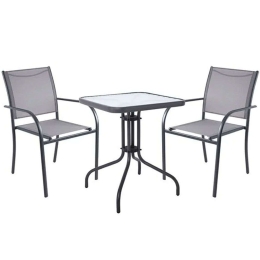 Τραπεζαρία Langley (Σετ 3Τμχ) Ε2422,1S 60x60x70cm Anthracite-Grey 2 Θέσεων