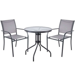 Τραπεζαρία Langley (Σετ 3Τμχ) Ε2422,1S1 Φ60x70cm Anthracite-Grey 2 Θέσεων