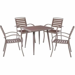 Τραπεζαρία Serrano (Σετ 5Τμχ) Ε6890,S 80x80x74cm Walnut-Beige 4 Θέσεων