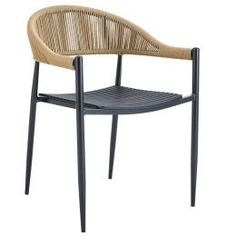 Πολυθρόνα Στοιβαζόμενη Malta Ε6722,2 57x57x76cm Black-Beige