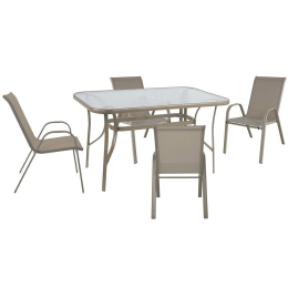 Τραπεζαρία Σετ Ριο 5Τμχ Ε250,80 120x70x71/:55x74x91 Cappuccino-Beige 4 Θέσεων