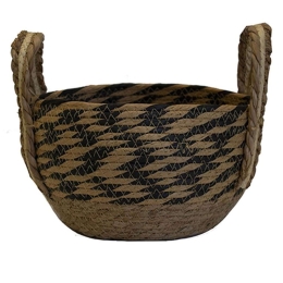 Καλάθι Με Φάσα 00.06.61086 Φ25x15cm Ψάθινο Natural-Black Ψάθα