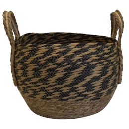 Καλάθι Με Φάσα 00.06.61087 Φ29x21cm Ψάθινο Natural-Black Ψάθα