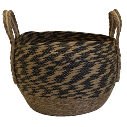 Καλάθι Με Φάσα 00.06.61088 Φ33x24cm Ψάθινο Natural-Black Ψάθα
