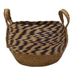 Καλάθι Με Φάσα 00.06.61089 Φ25x15cm Ψάθινο Natural-Black Ψάθα
