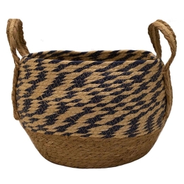 Καλάθι Με Φάσα 00.06.61090 Φ29x21cm Ψάθινο Natural-Black Ψάθα