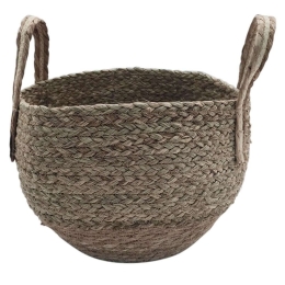 Καλάθι 00.06.61182 Δίχρωμο 33x24-32cm Ψάθινο Brown Ψάθα