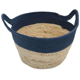 Καλάθι Με Φάσα 00.06.61184 26x16cm Ψάθινο Blue Ψάθα