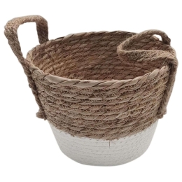 Καλάθι Με Βάση 00.06.61187 21x16-23cm Ψάθινο White Ψάθα