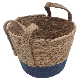 Καλάθι Με Βάση 00.06.61190 21x16-23cm Ψάθινο Blue Ψάθα