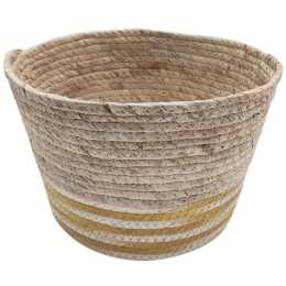 Καλάθι - Κασπώ 00.06.61194 Δίχρωμο 25x16,5cm Natural-Yellow Ψάθα