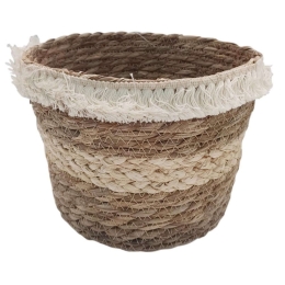 Καλάθι - Κασπώ 00.06.61205 Με Κρόσσι 22x17cm Brown Ψάθα