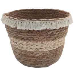 Καλάθι - Κασπώ 00.06.61206 Με Κρόσσι 27x20cm Brown Ψάθα