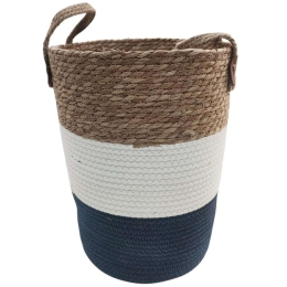 Καλάθι 00.06.61223 Φυσικό 30x42-54cm Ψάθινο White-Blue Ψάθα
