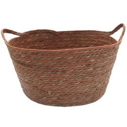 Καλάθι Οβάλ 00.06.61245 41x30x23,5-25cm Ψάθινο Natural-Terracotta Ψάθα
