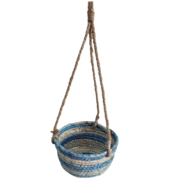 Καλάθι 00.06.61246 17x10,5cm Ψάθινο Cream-Blue Ψάθα