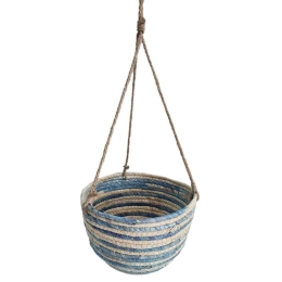 Καλάθι 00.06.61248 26x15,5cm Ψάθινο Cream-Blue Ψάθα
