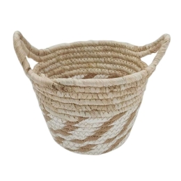 Καλάθι Ριγέ 00.06.61254 19x14,5cm Ψάθινο Natural-White Ψάθα