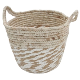 Καλάθι Ριγέ 00.06.61256 30x21cm Ψάθινο Natural-White Ψάθα