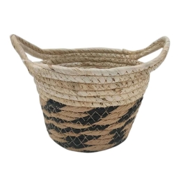 Καλάθι Ριγέ 00.06.61257 19x14,5cm Ψάθινο Natural-Black Ψάθα